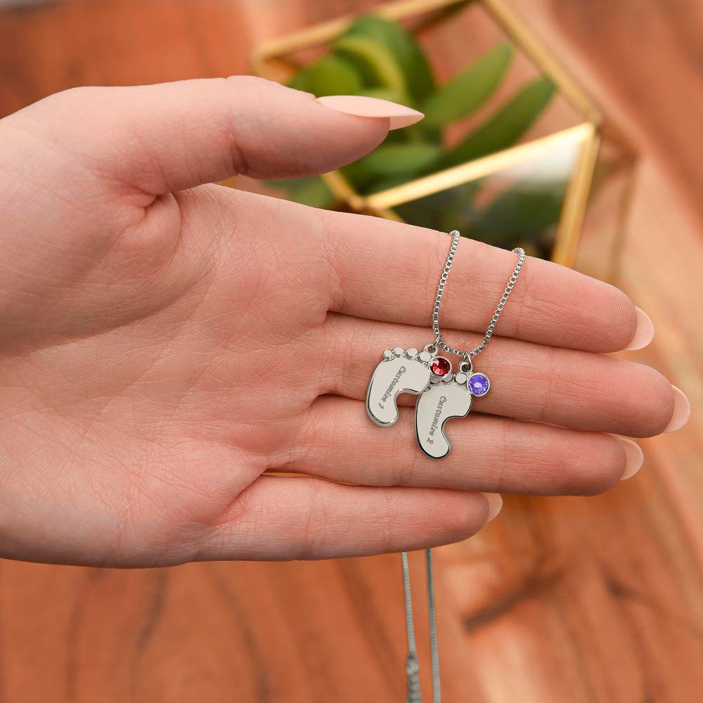 Baby Feet Necklace for Mom to Be – New Baby Gift with Message Card