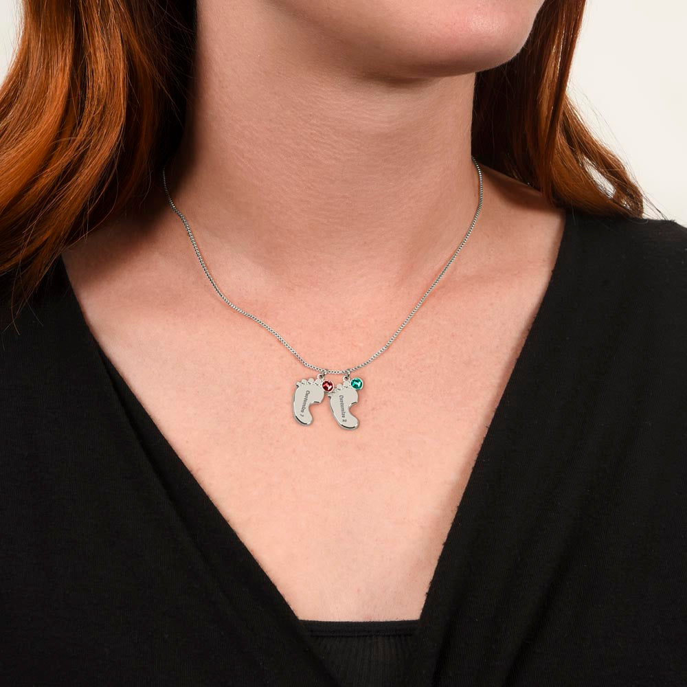 Baby Feet Necklace for Mom to Be – New Baby Gift with Message Card