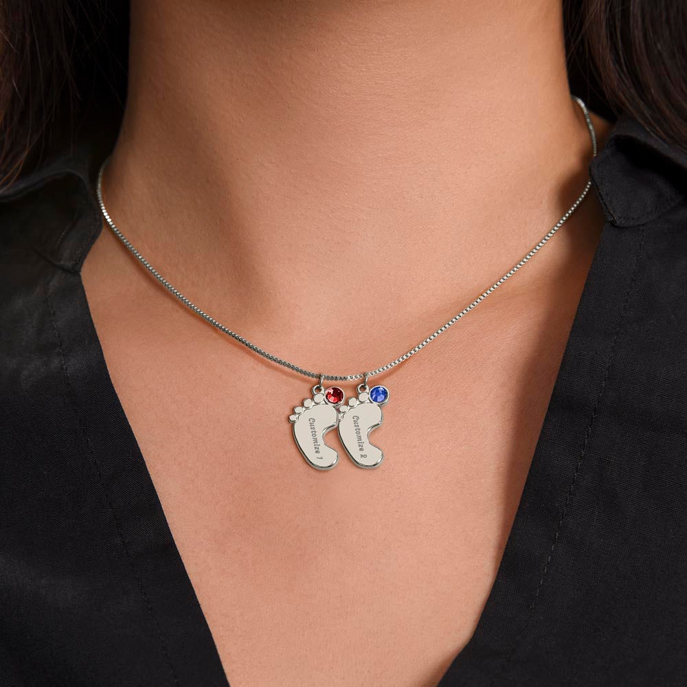 Baby Feet Necklace for Mom to Be – New Baby Gift with Message Card
