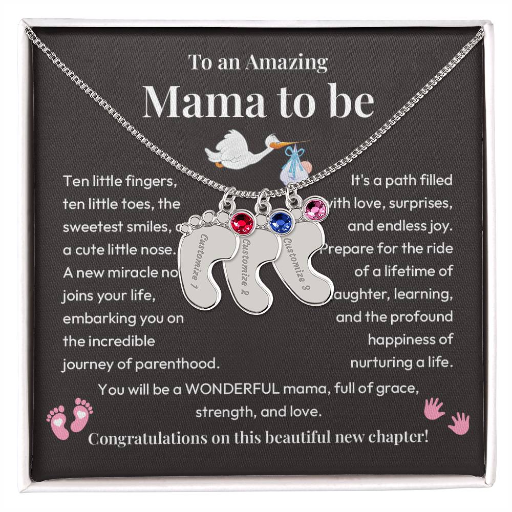 Baby Feet Necklace for Mom to Be – New Baby Gift with Message Card