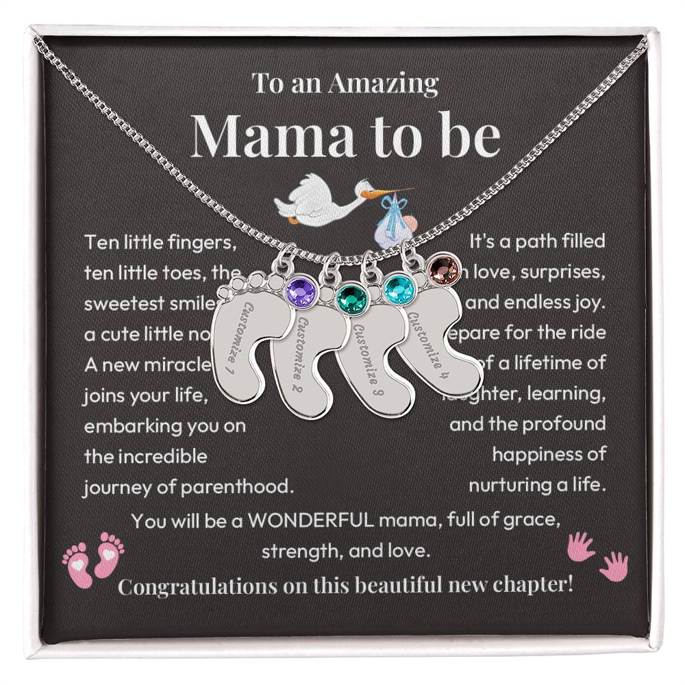 Baby Feet Necklace for Mom to Be – New Baby Gift with Message Card