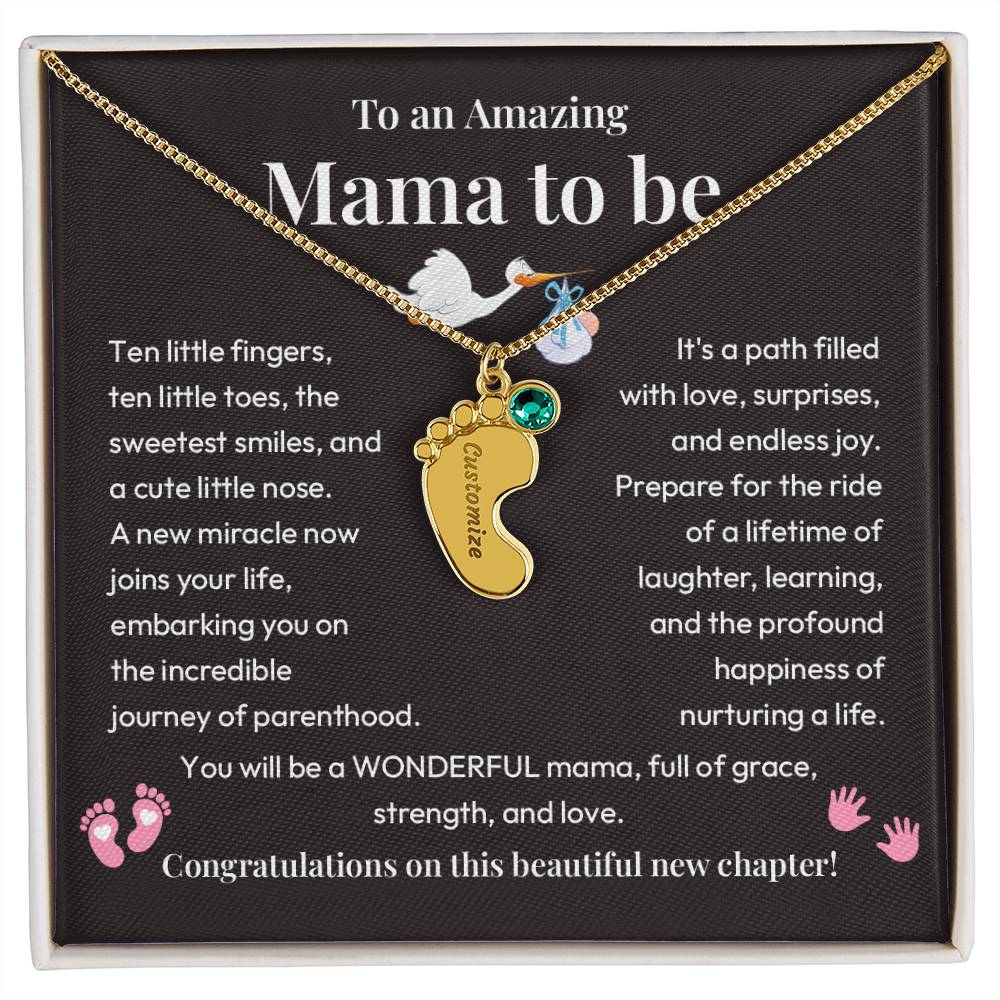 Baby Feet Necklace for Mom to Be – New Baby Gift with Message Card