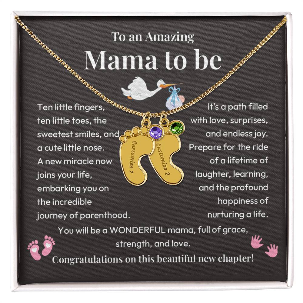 Baby Feet Necklace for Mom to Be – New Baby Gift with Message Card