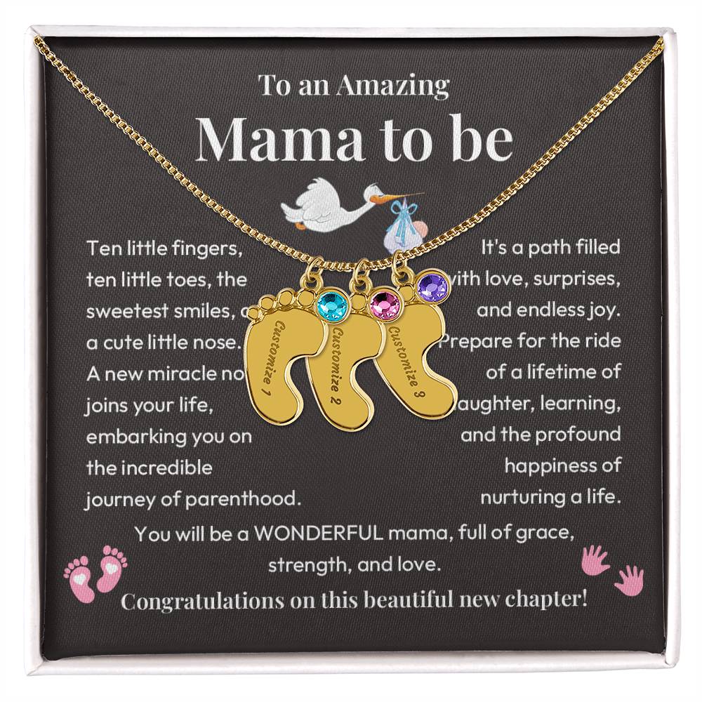 Baby Feet Necklace for Mom to Be – New Baby Gift with Message Card