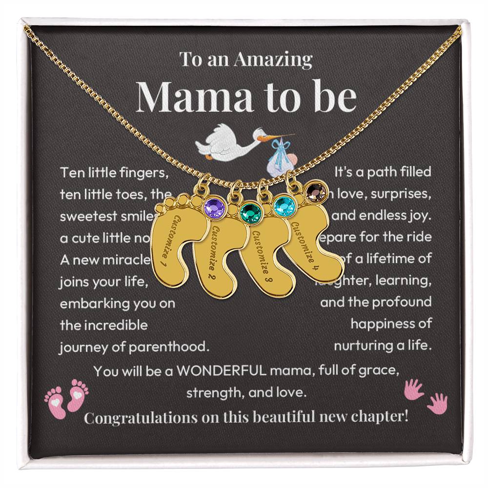 Baby Feet Necklace for Mom to Be – New Baby Gift with Message Card