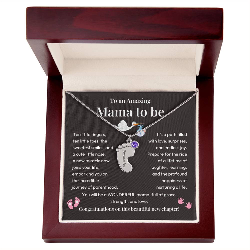 Baby Feet Necklace for Mom to Be – New Baby Gift with Message Card