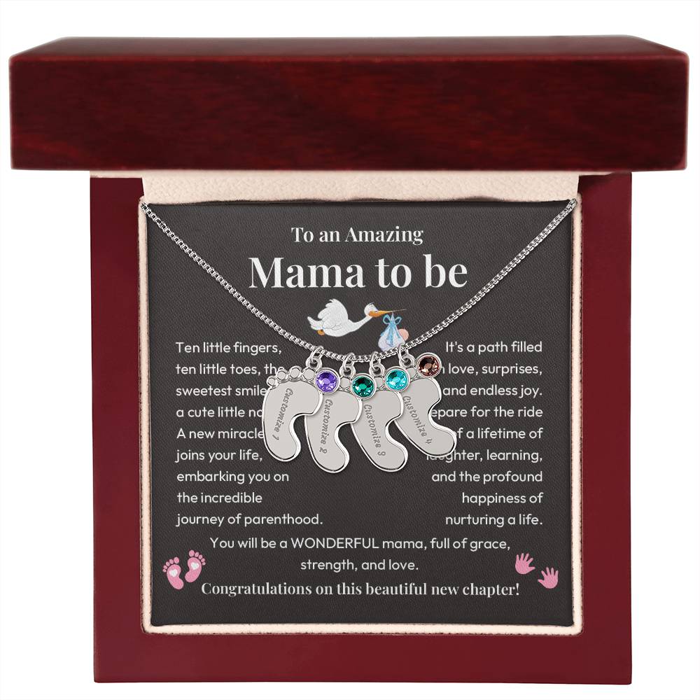 Baby Feet Necklace for Mom to Be – New Baby Gift with Message Card