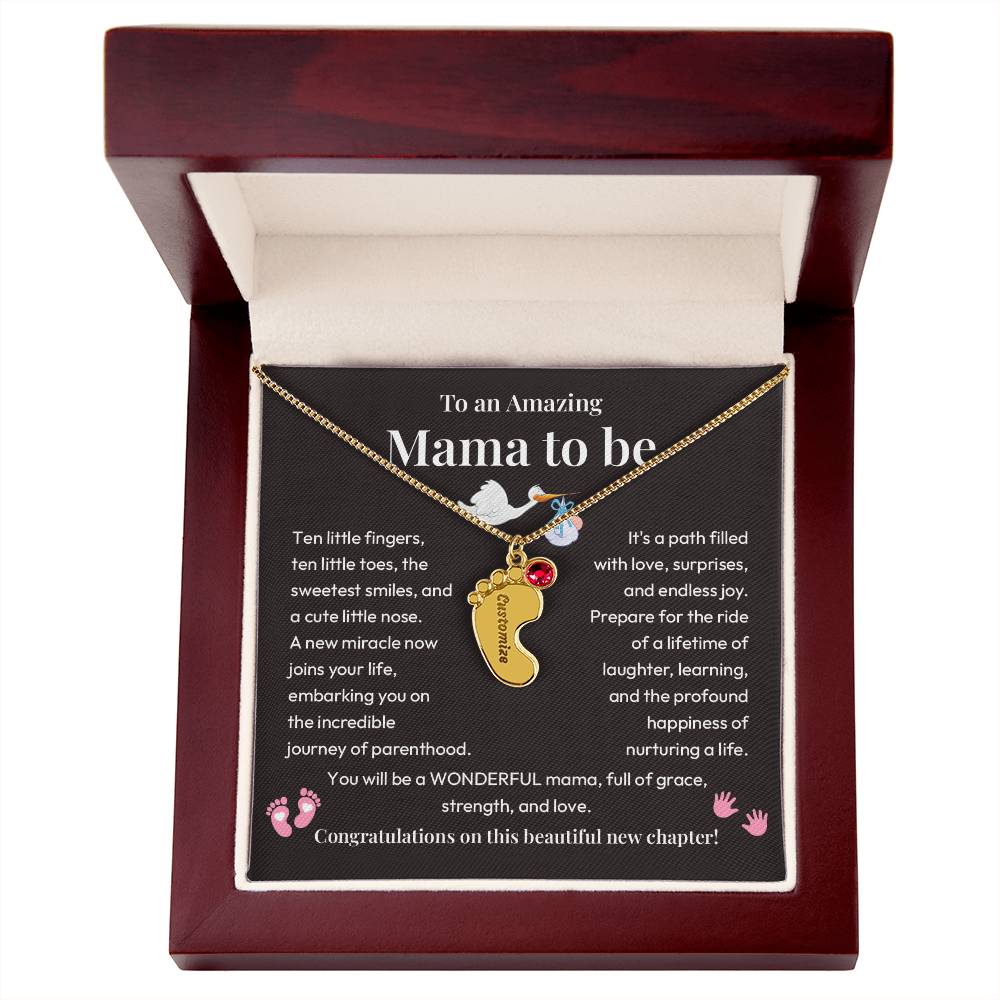 Baby Feet Necklace for Mom to Be – New Baby Gift with Message Card