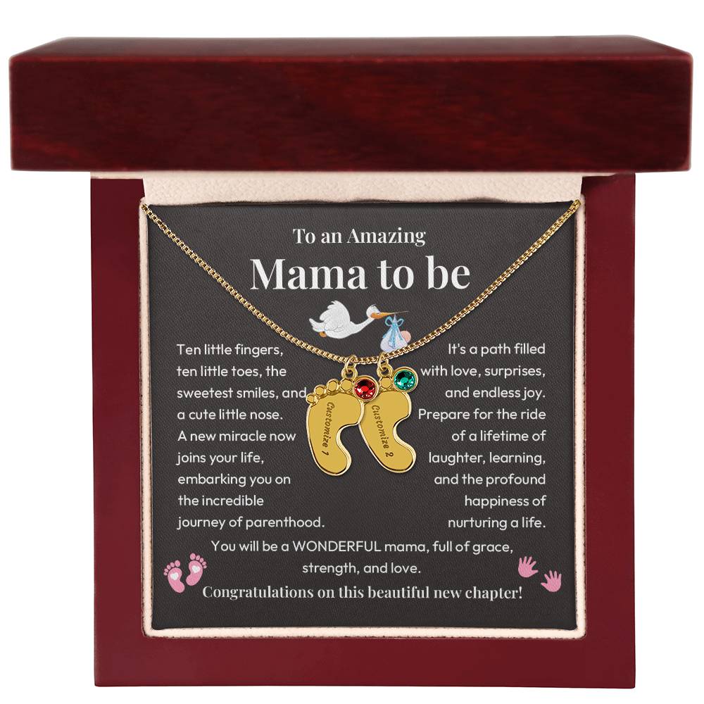 Baby Feet Necklace for Mom to Be – New Baby Gift with Message Card