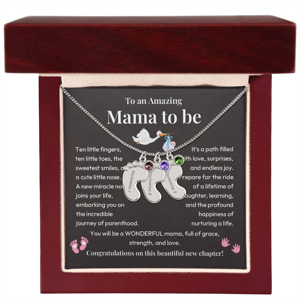 Baby Feet Necklace for Mom to Be – New Baby Gift with Message Card