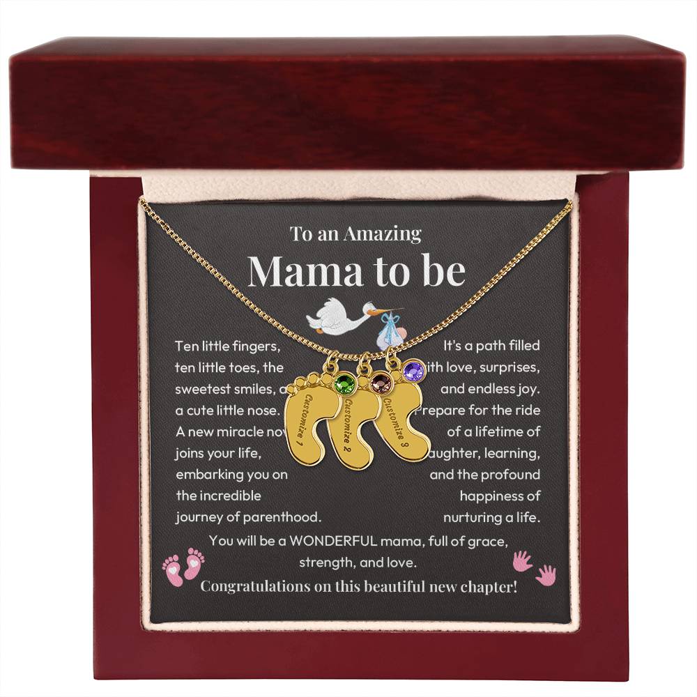 Baby Feet Necklace for Mom to Be – New Baby Gift with Message Card