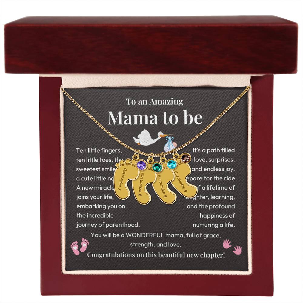 Baby Feet Necklace for Mom to Be – New Baby Gift with Message Card