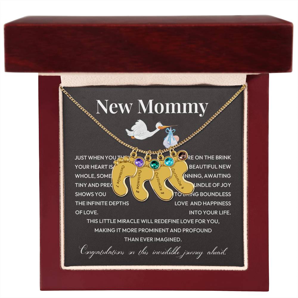 New Mom Necklace with Baby Feet Charm – Gift for Expecting Mothers