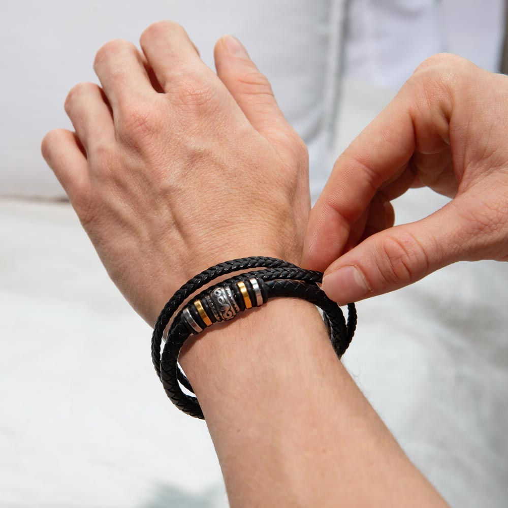 "To My Son - Never Forget How Much I Love You - Inspirational Message Bracelet - Motivational Gift for Sons"