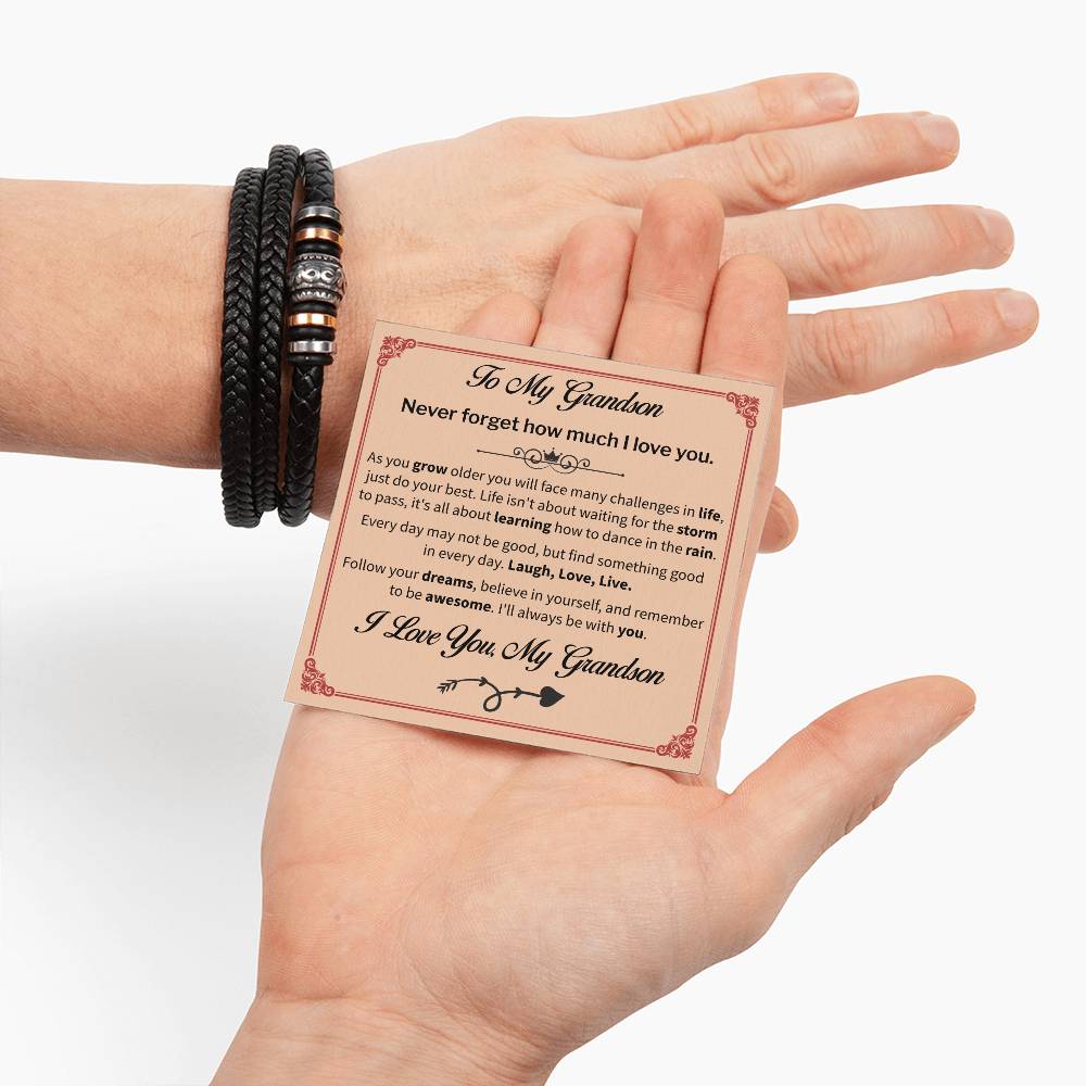 grandson bracelet from grandparents, Leather Bracelet for Men Multi-Layer,