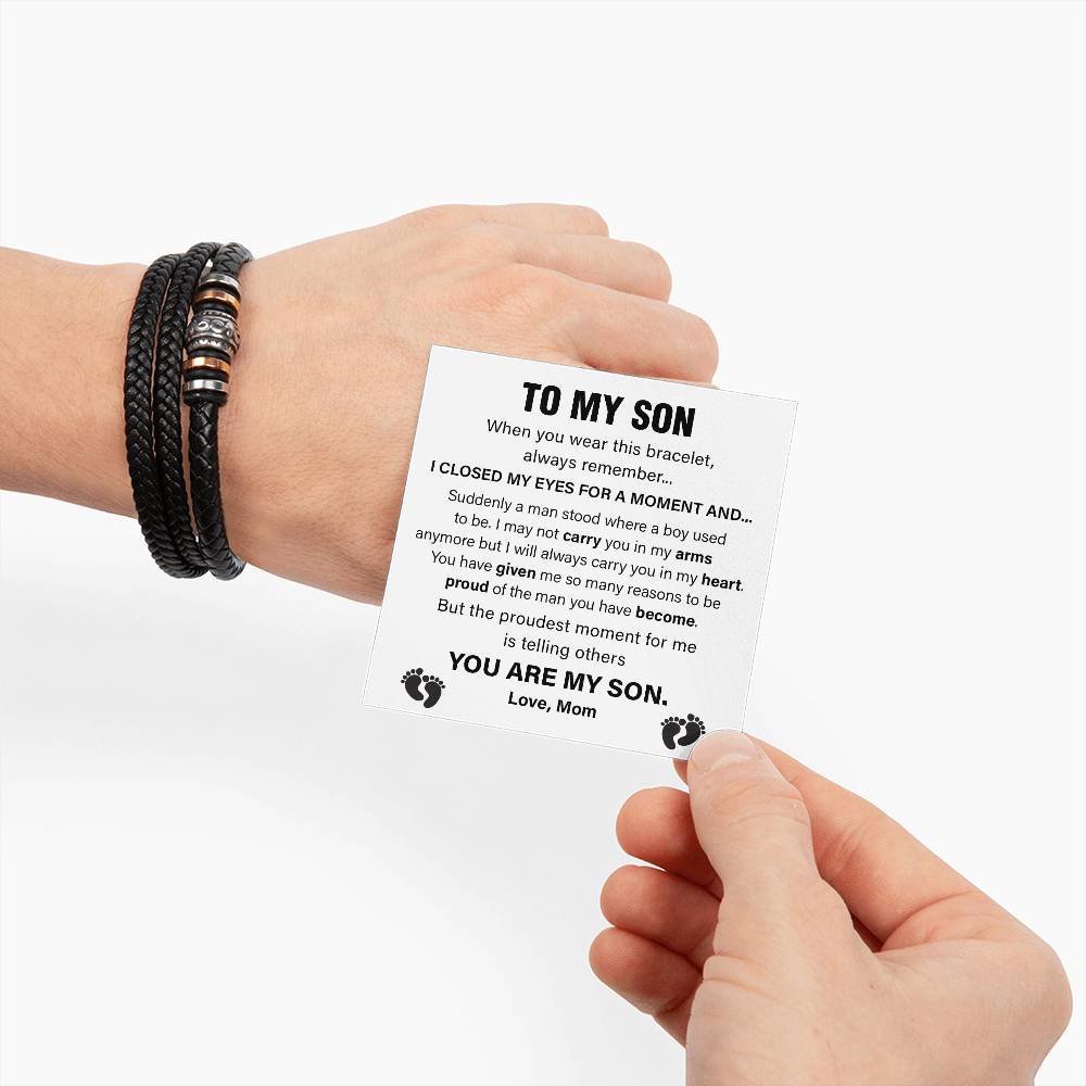 Mom to Son Bracelet Gift with Message Card