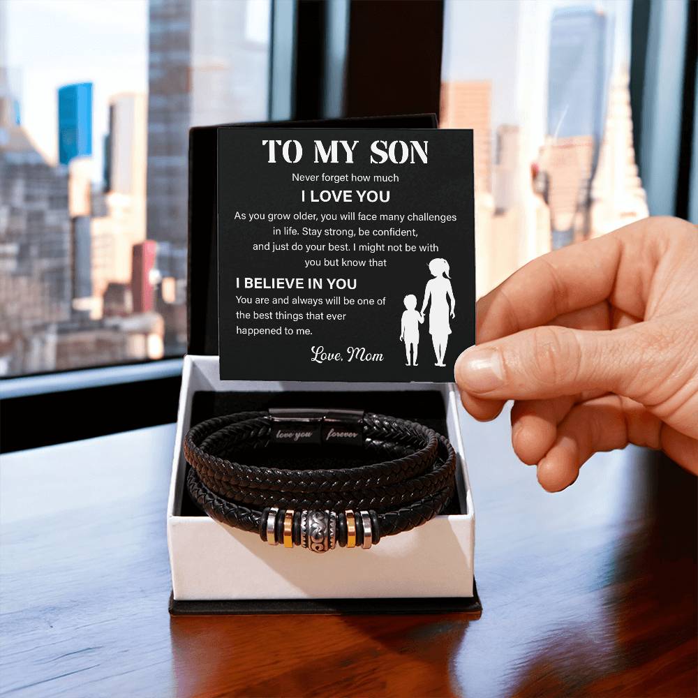 To My Son Leather Bracelet – I Believe in You