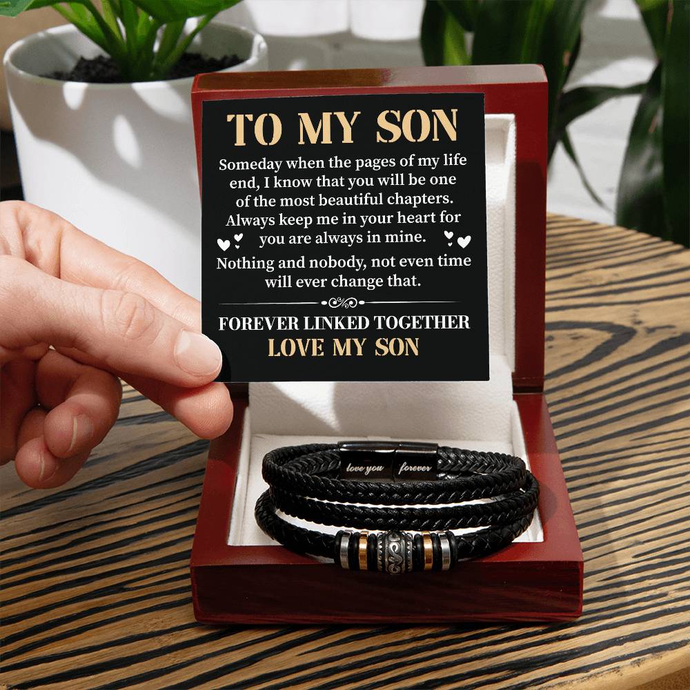 "To My Son Necklace - Forever Linked Together, A Love That Will Never Change"