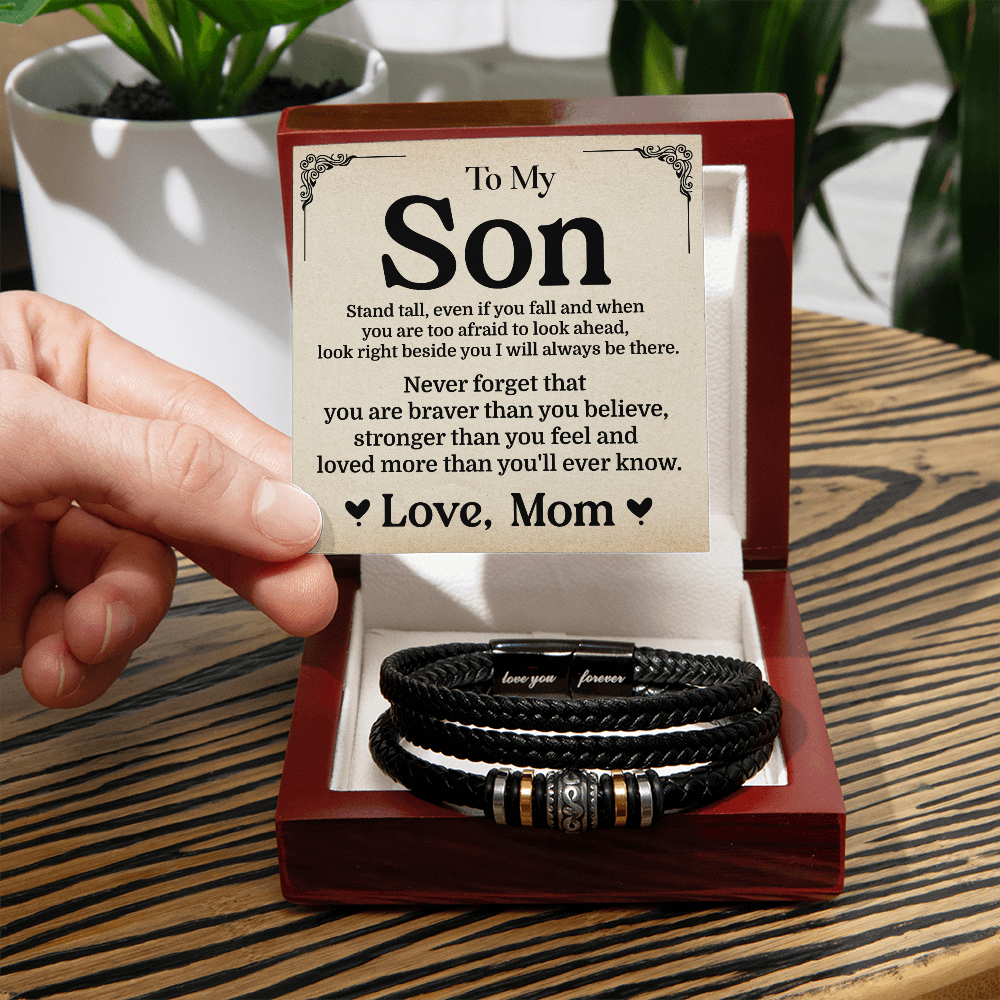 "To My Son Necklace - Strength, Love, and Unwavering Support from Mom"