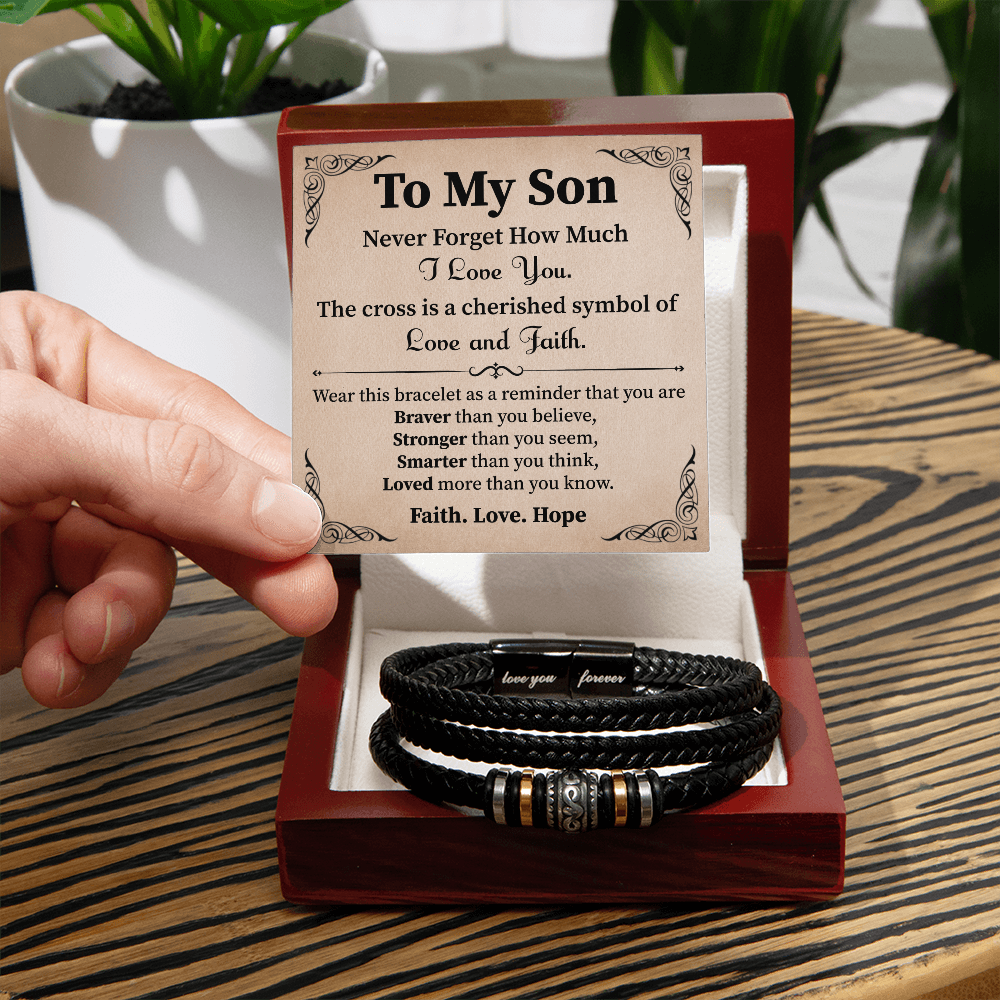 "To My Son Necklace - Cherished Cross Symbol of Love, Faith, and Strength"