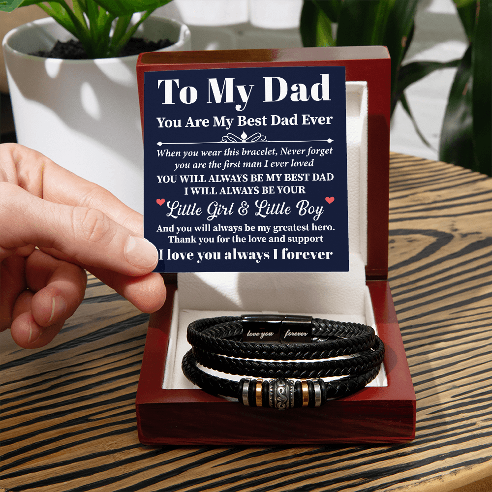 Lather Bracelet Gift For Dad From Son With Message Card