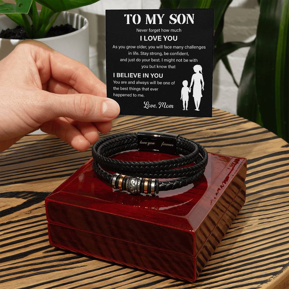 To My Son Leather Bracelet – I Believe in You