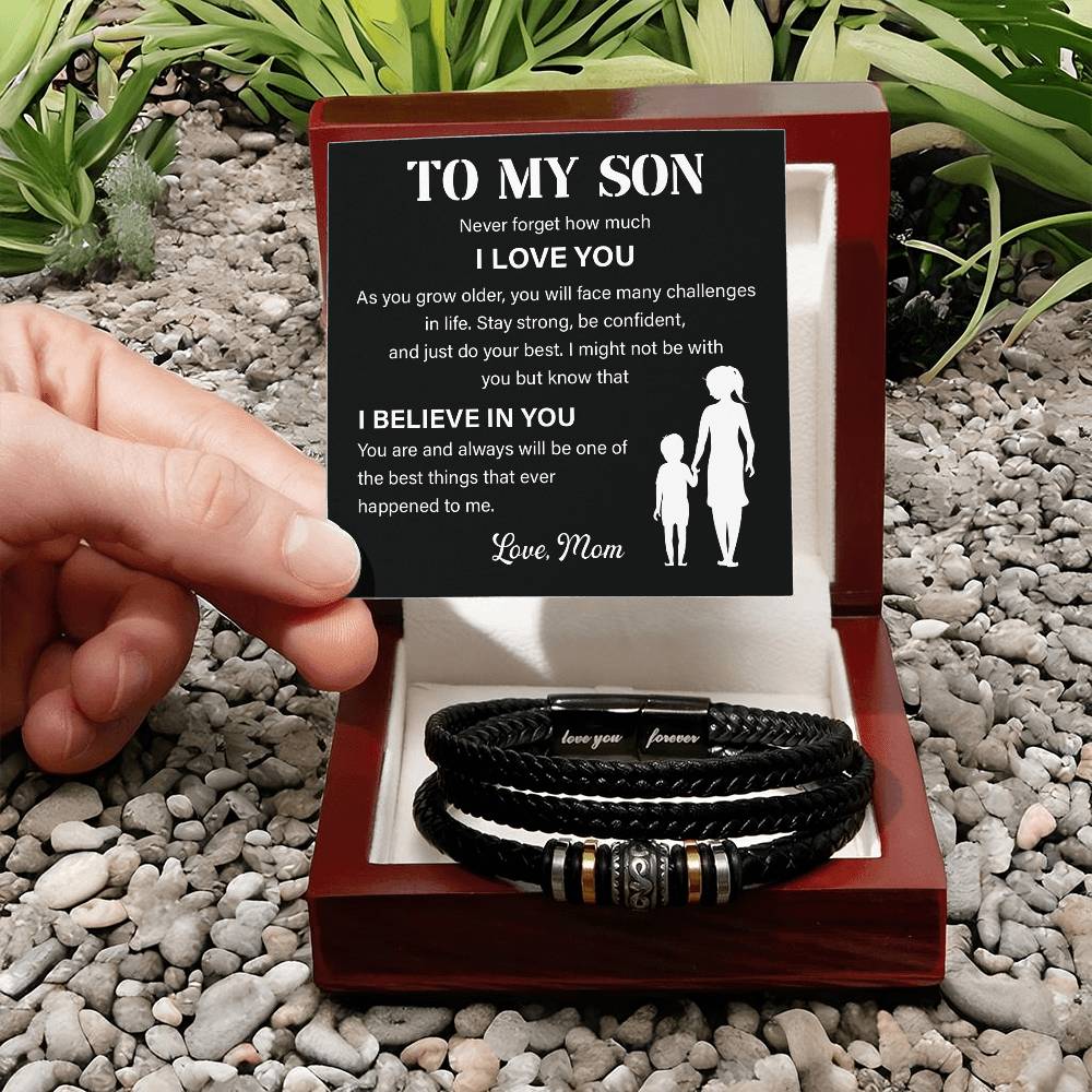 To My Son Leather Bracelet – I Believe in You