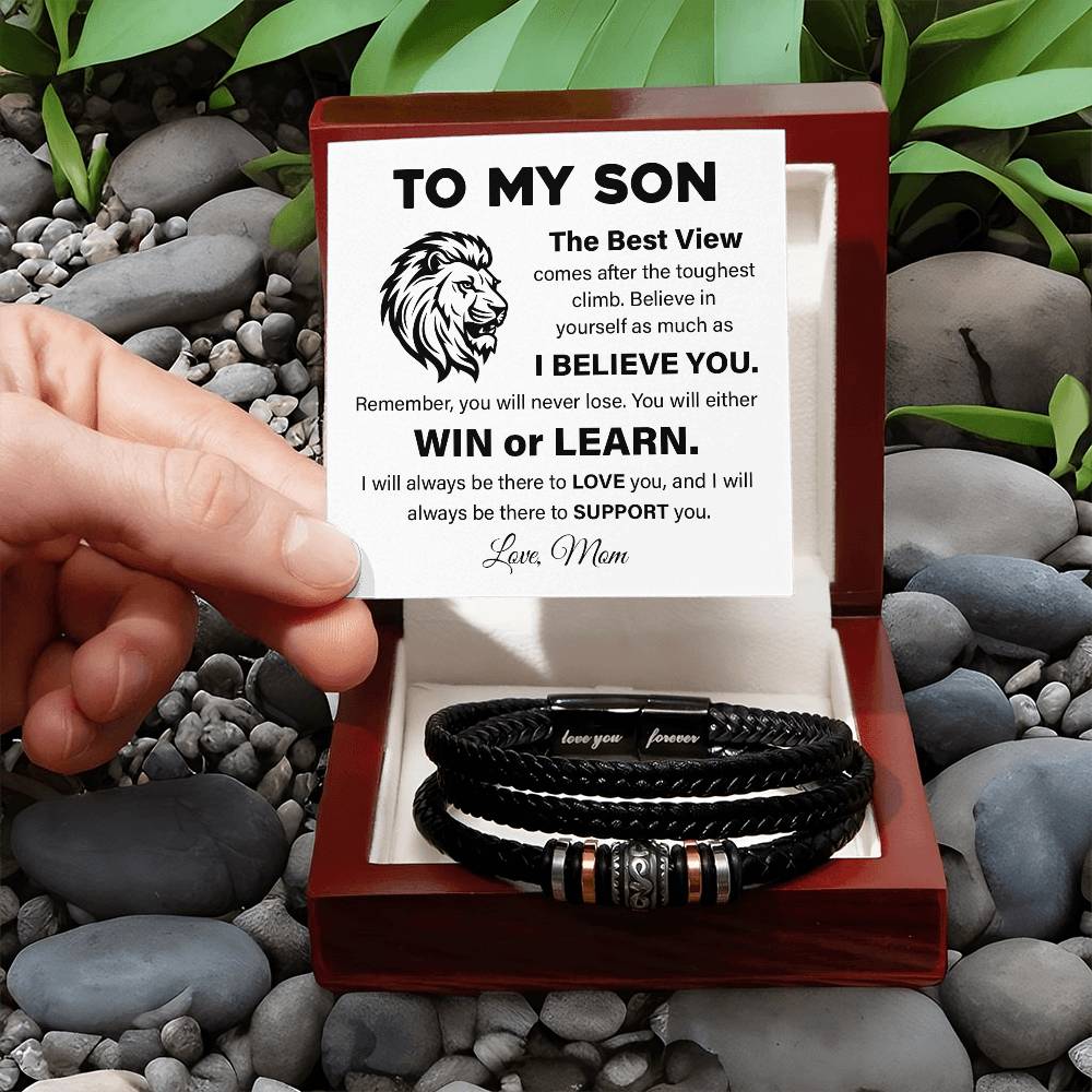 To My Son Lion Bracelet Message Card Gift