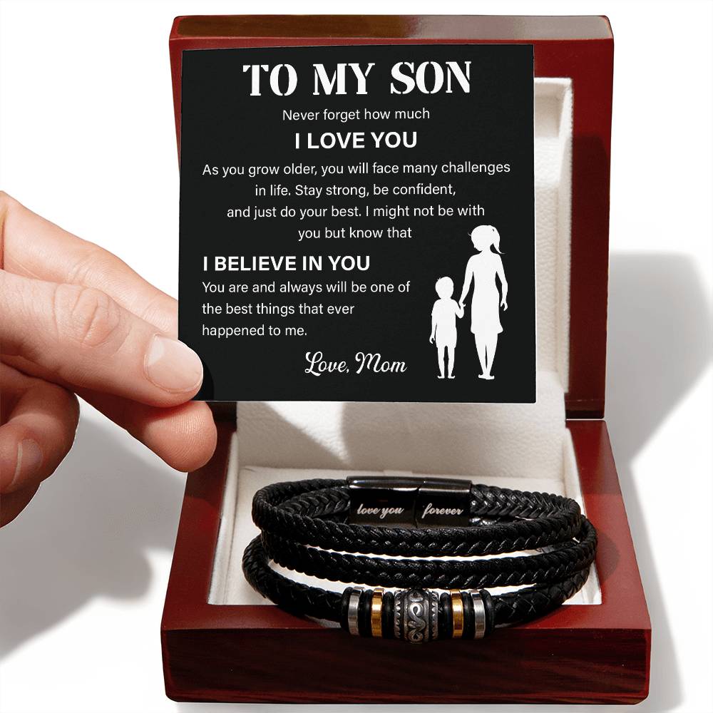To My Son Leather Bracelet – I Believe in You