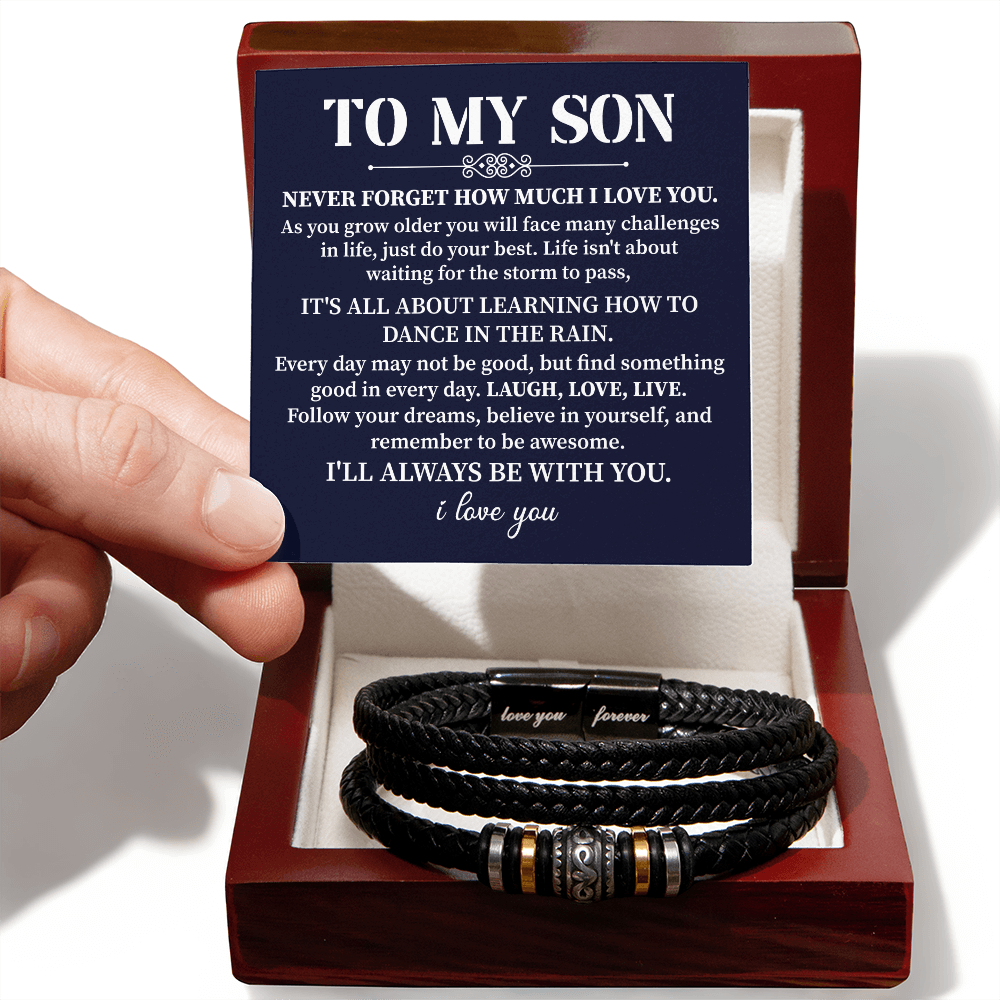 "To My Son - Dance in the Rain - Motivational and Inspirational Love Bracelet"