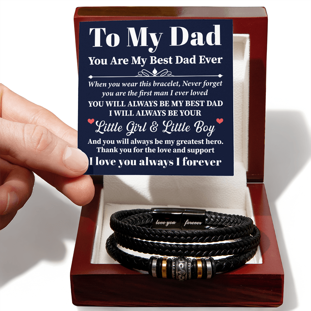 Lather Bracelet Gift For Dad From Son With Message Card