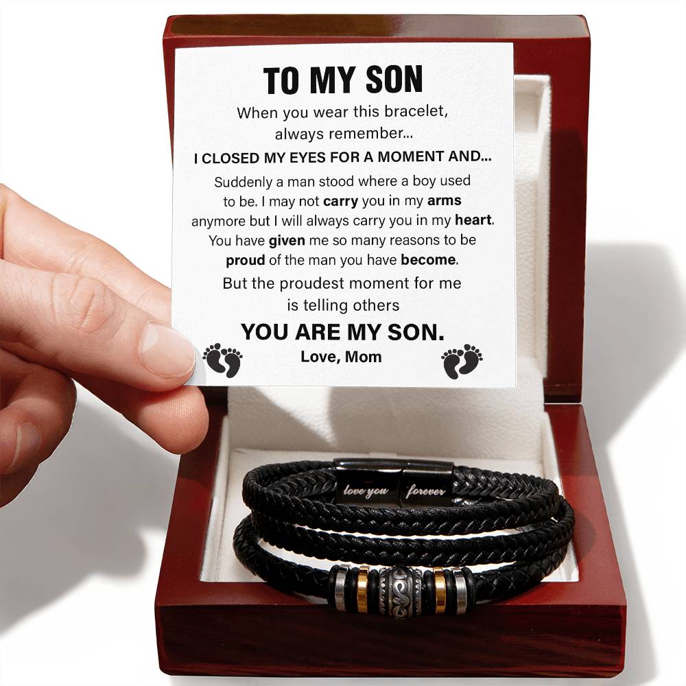 Mom to Son Bracelet Gift with Message Card