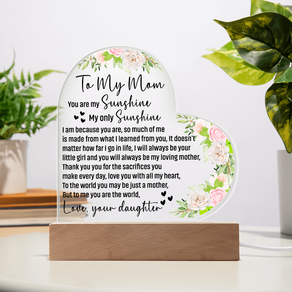 To My Mom Acrylic Heart Plaque Mother's Day Gift from Daughter