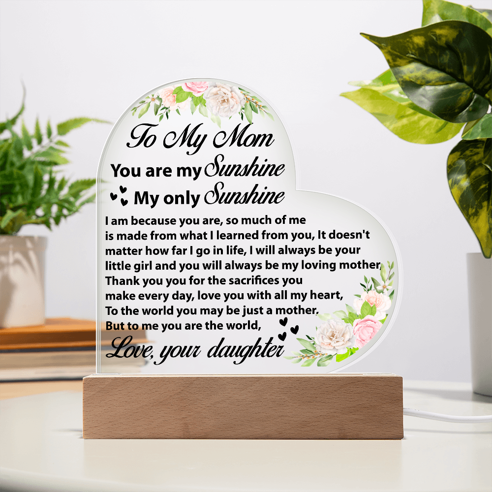 To My Mom Heart Plaque Mother’s Day Birthday Gift from Daughter