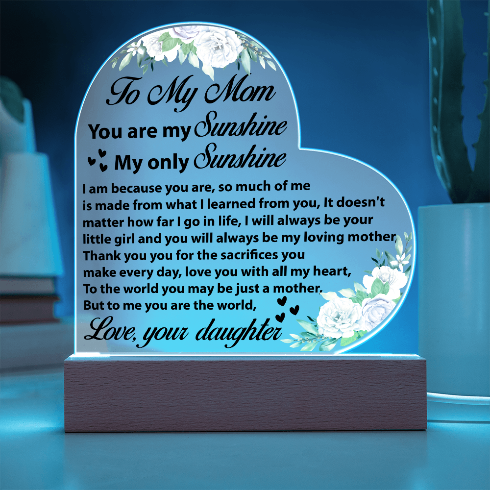 To My Mom Heart Plaque Mother’s Day Birthday Gift from Daughter