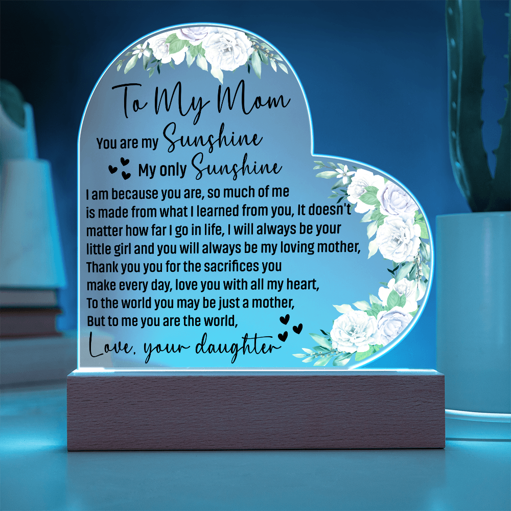 To My Mom Acrylic Heart Plaque Mother's Day Gift from Daughter