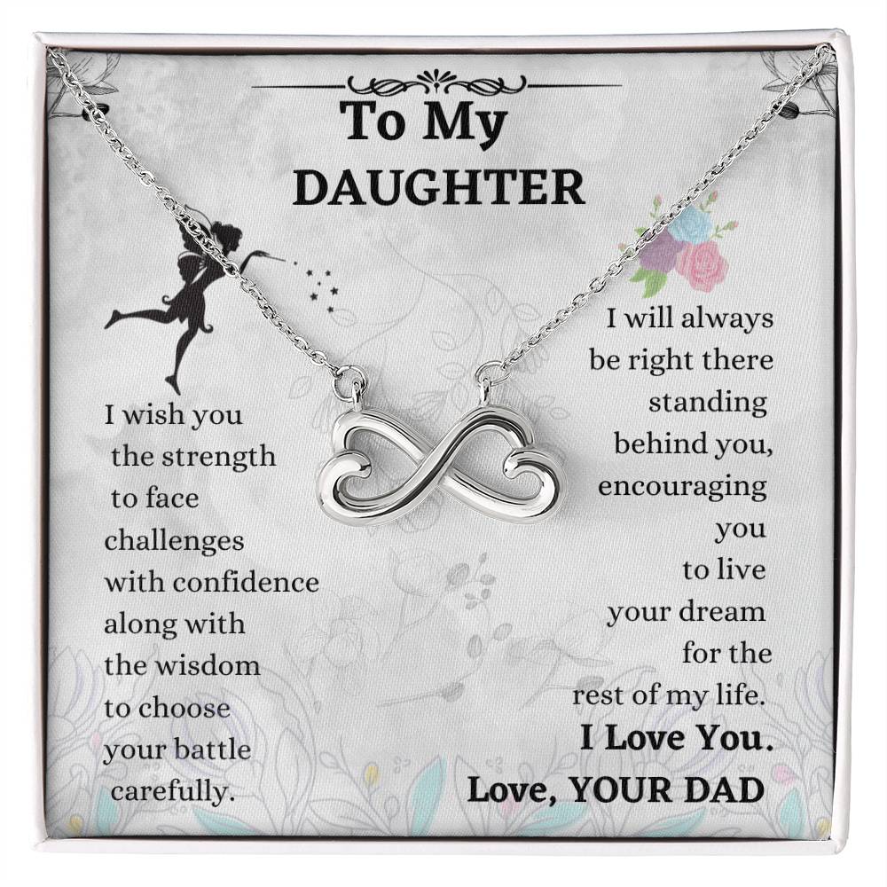 Daughter Infinity Necklace Gift from Dad with Heartfelt Message Card