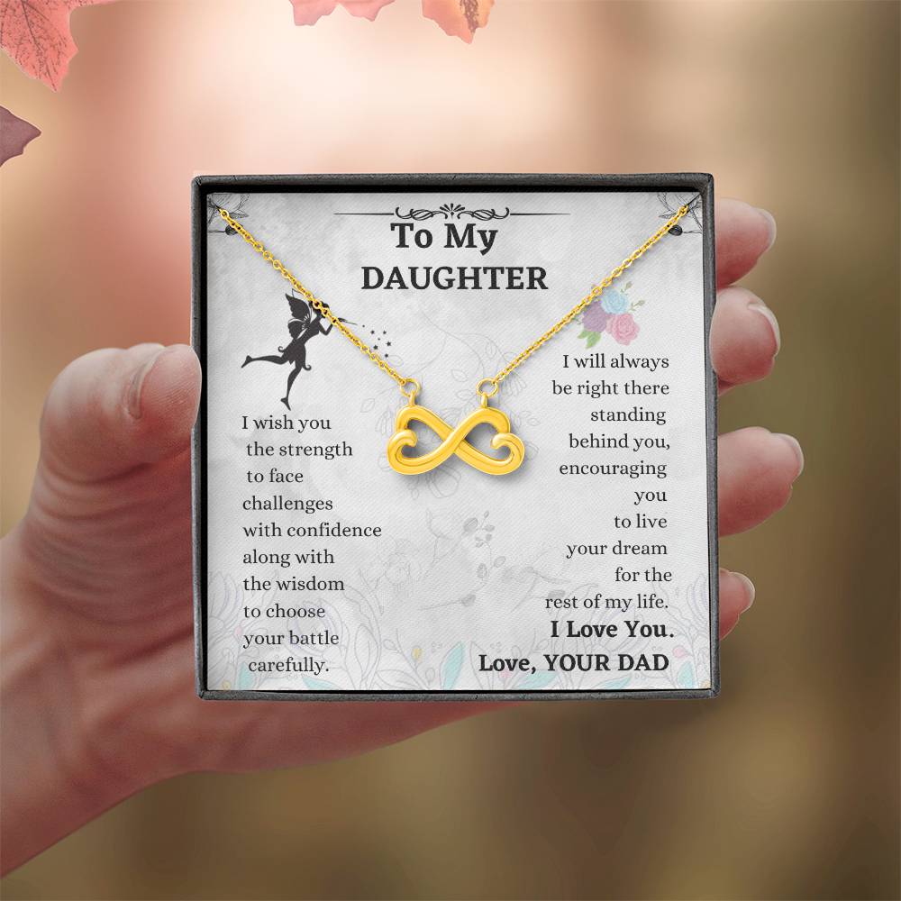 Daughter Infinity Necklace Gift from Dad with Heartfelt Message Card