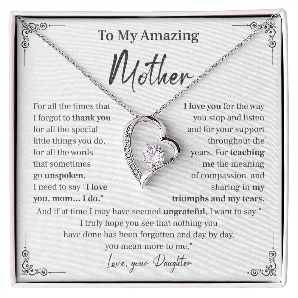 Mother Necklace Gift from Daughter with Message Card