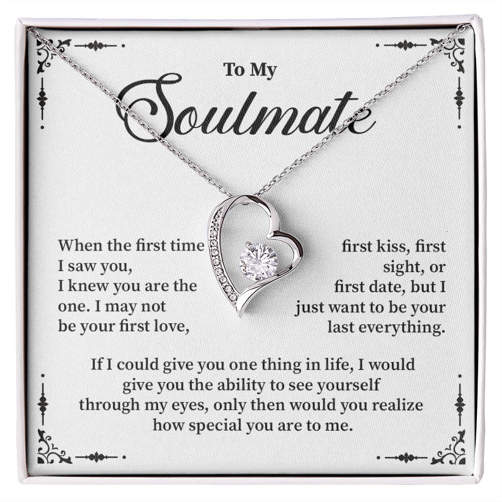Soulmate Heart Necklace Gift with Romantic Message Card