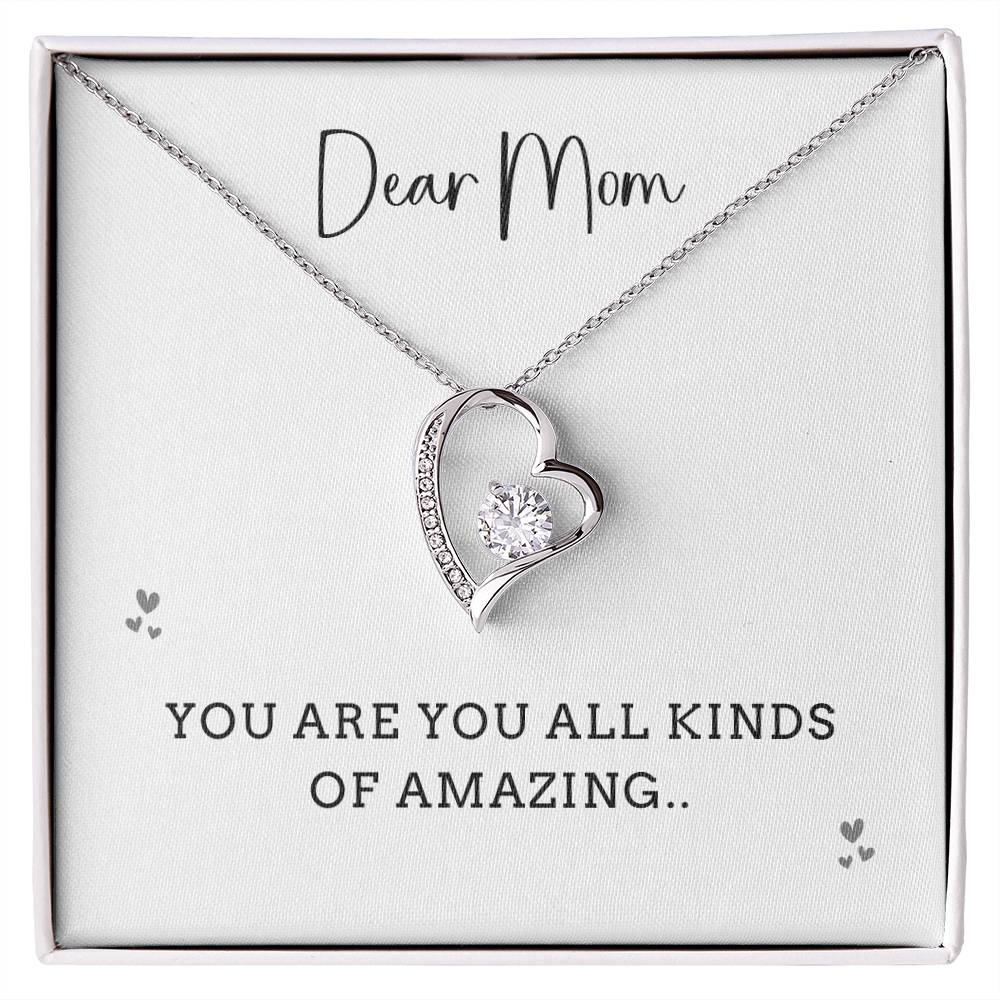 Heart Necklace for Mom with “You Are All Kinds of Amazing” Quote