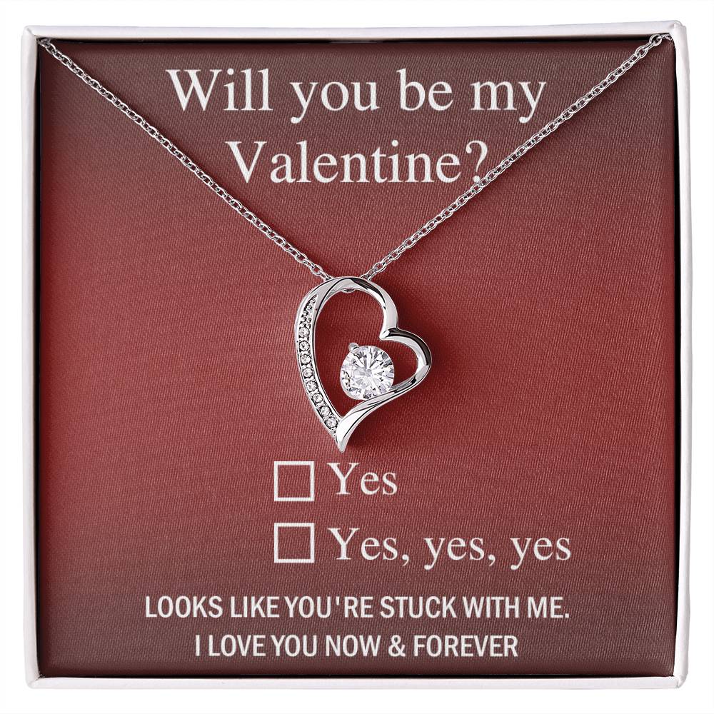 Valentine Heart Necklace Gift with Cute Proposal Card