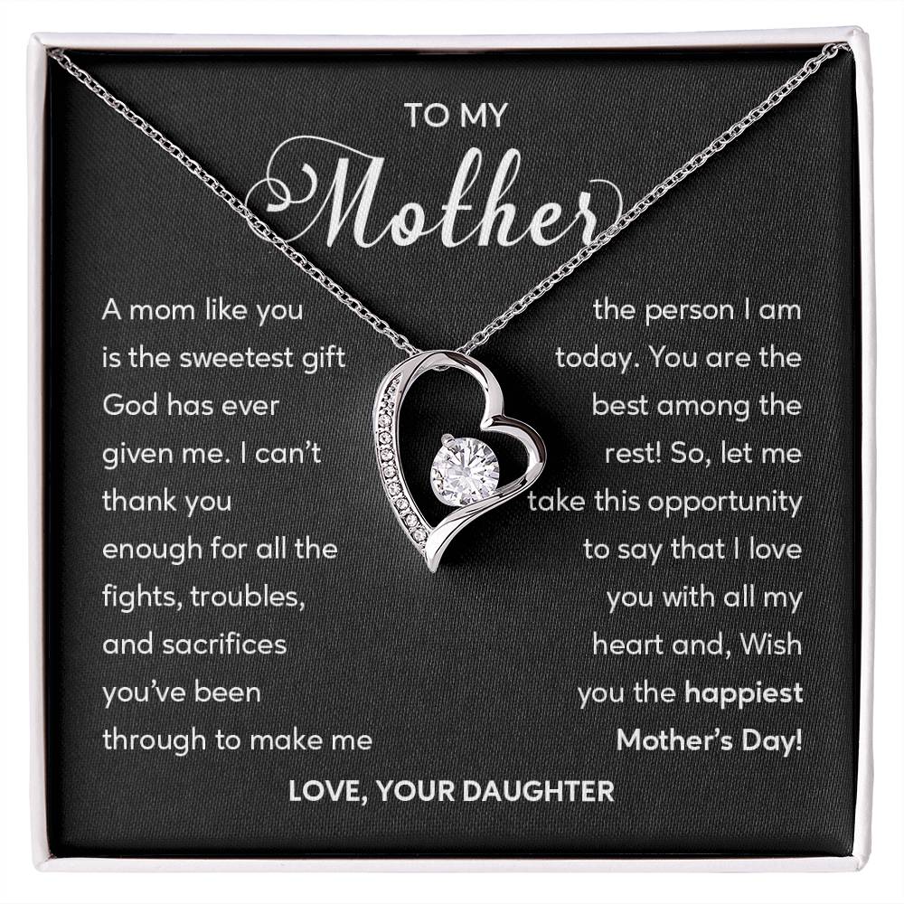 Heart Shape Necklace For Mom From Daughter With Gift Box