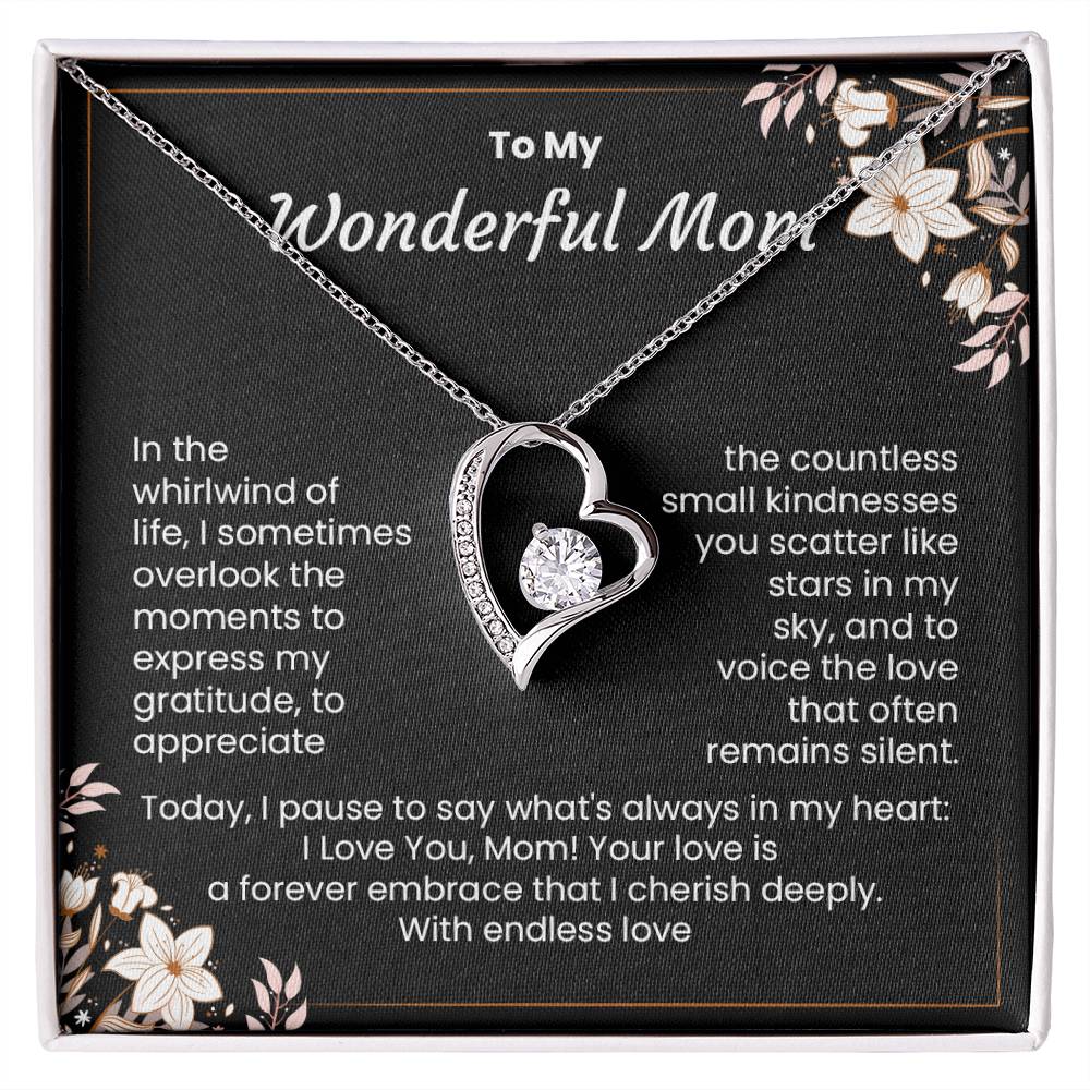 Wonderful Mom Necklace Gift From Children With Message Card