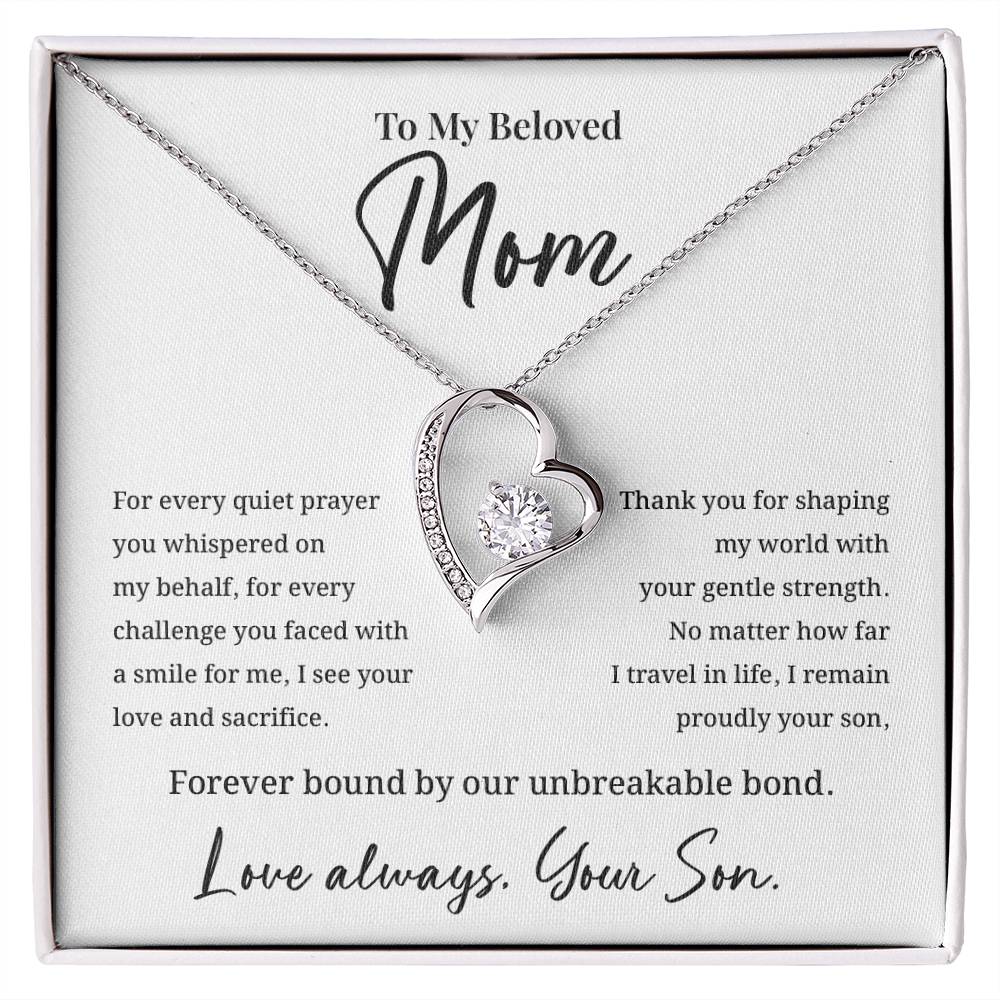 Elegant Necklace for Mom from Son with Heartfelt Message Card