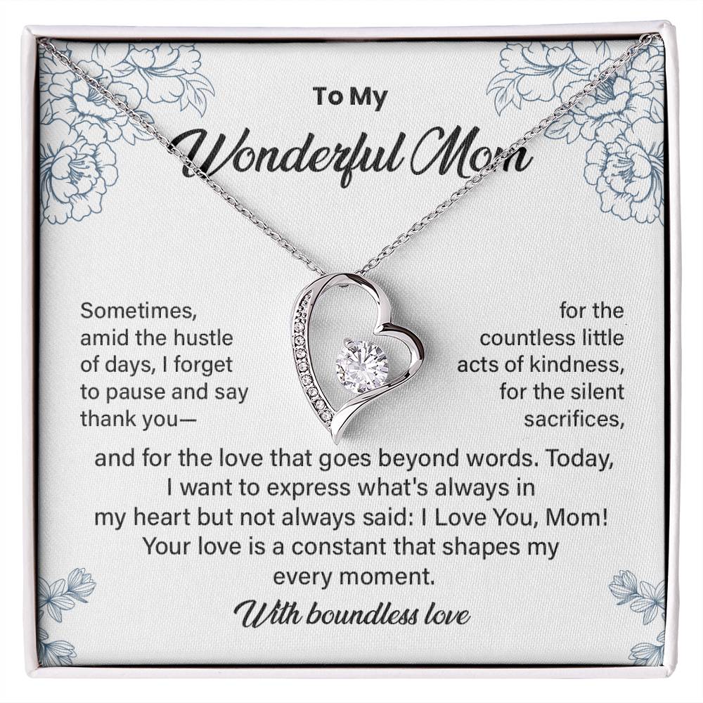 Wonderful Mom Necklace Gift from Daughter or Son