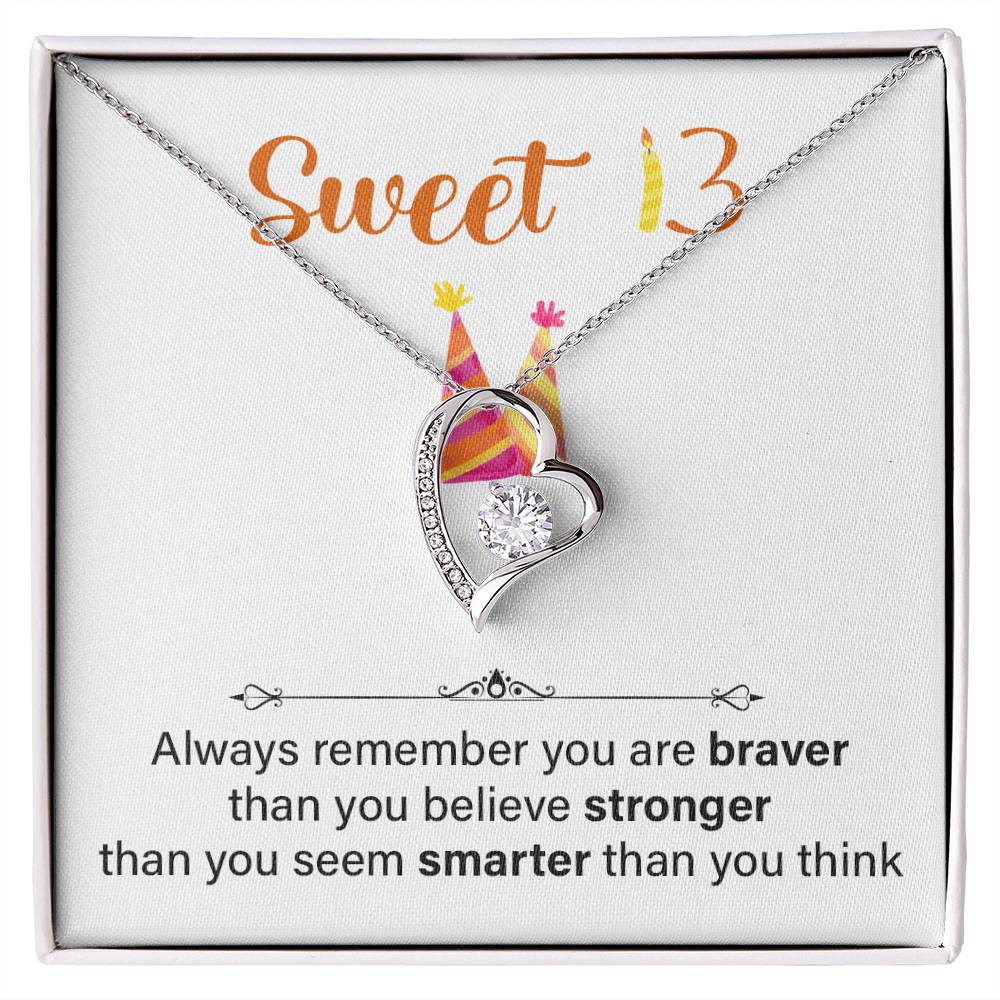 Sweet 13 Birthday Necklace Gift for Girl – Inspirational Heart Pendant
