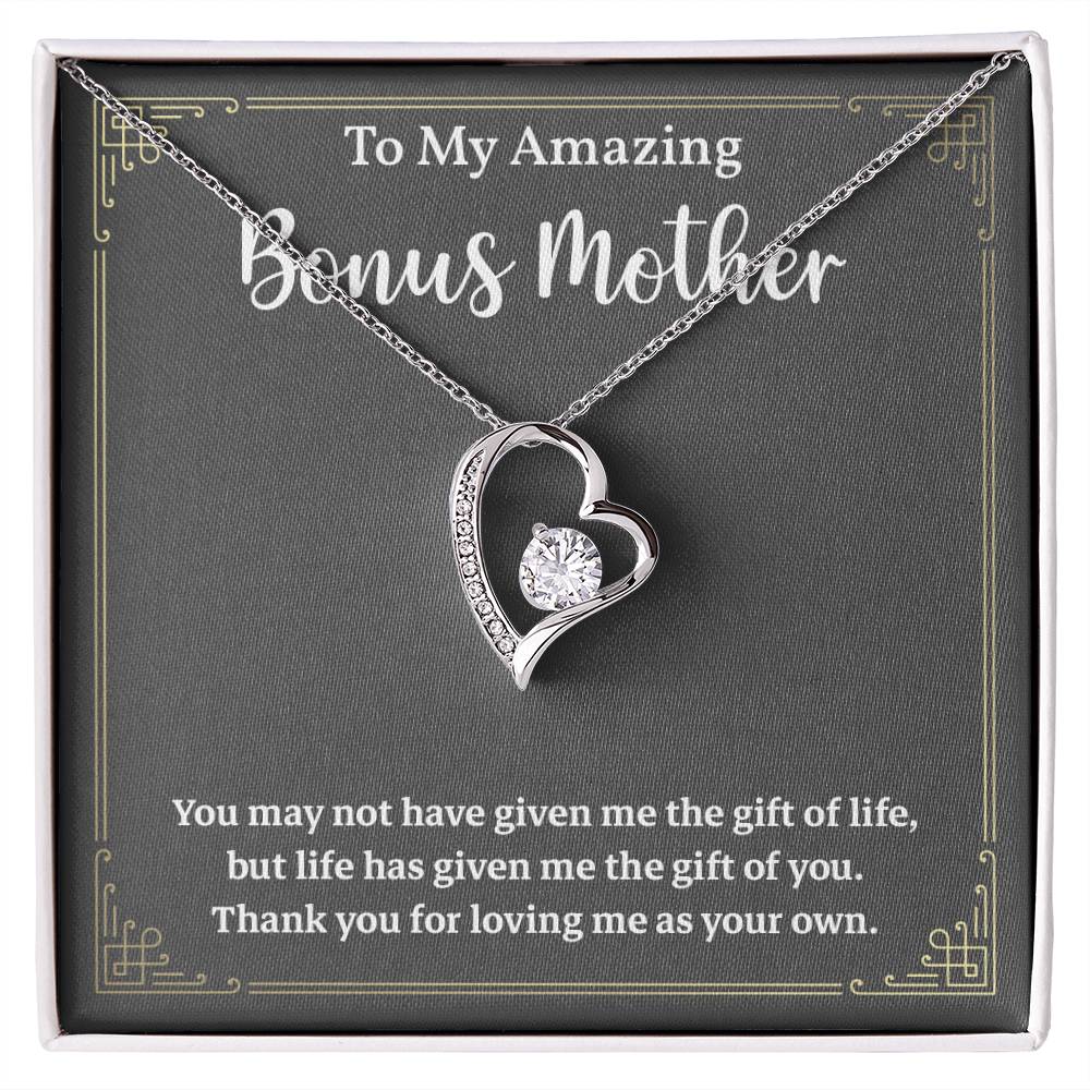 Bonus Mom Necklace Gift Message Card and Gift Box