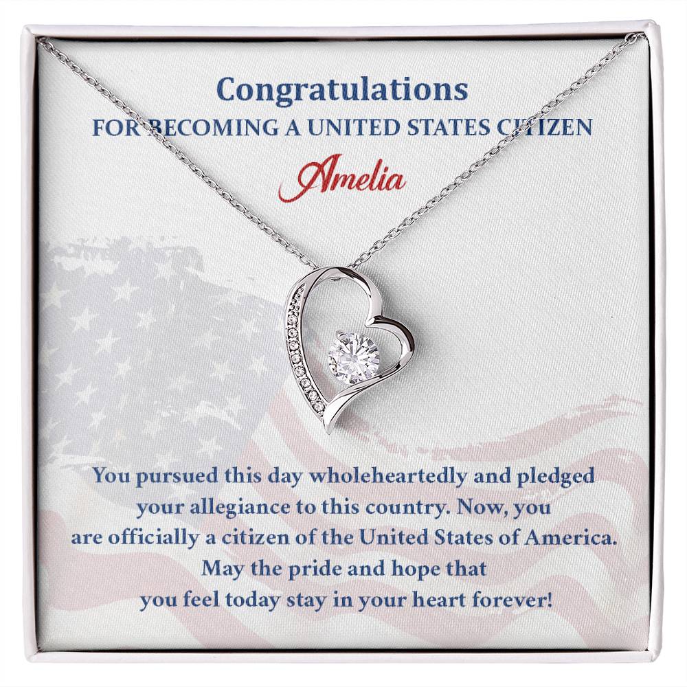 U.S. Citizenship Necklace Gift – Flag Card Keepsake