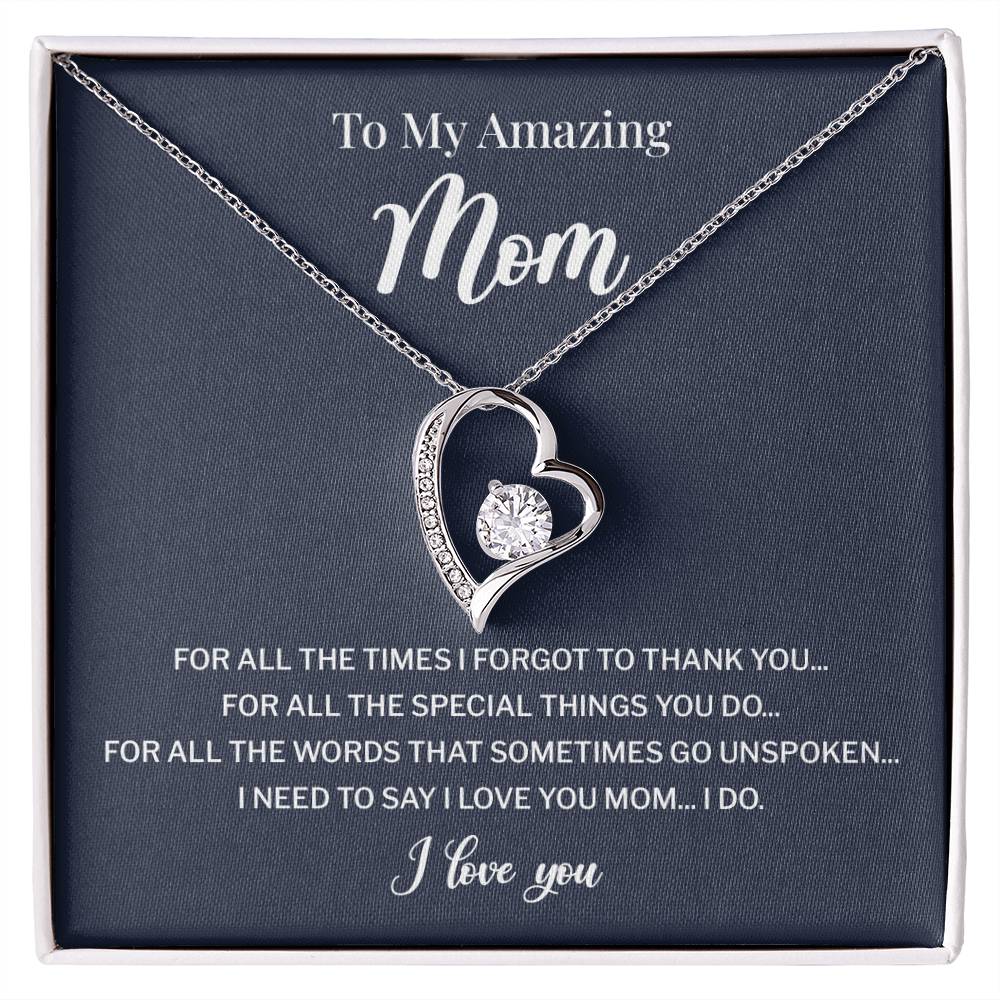 To My Mom Necklace Gift With Thank You Message Card